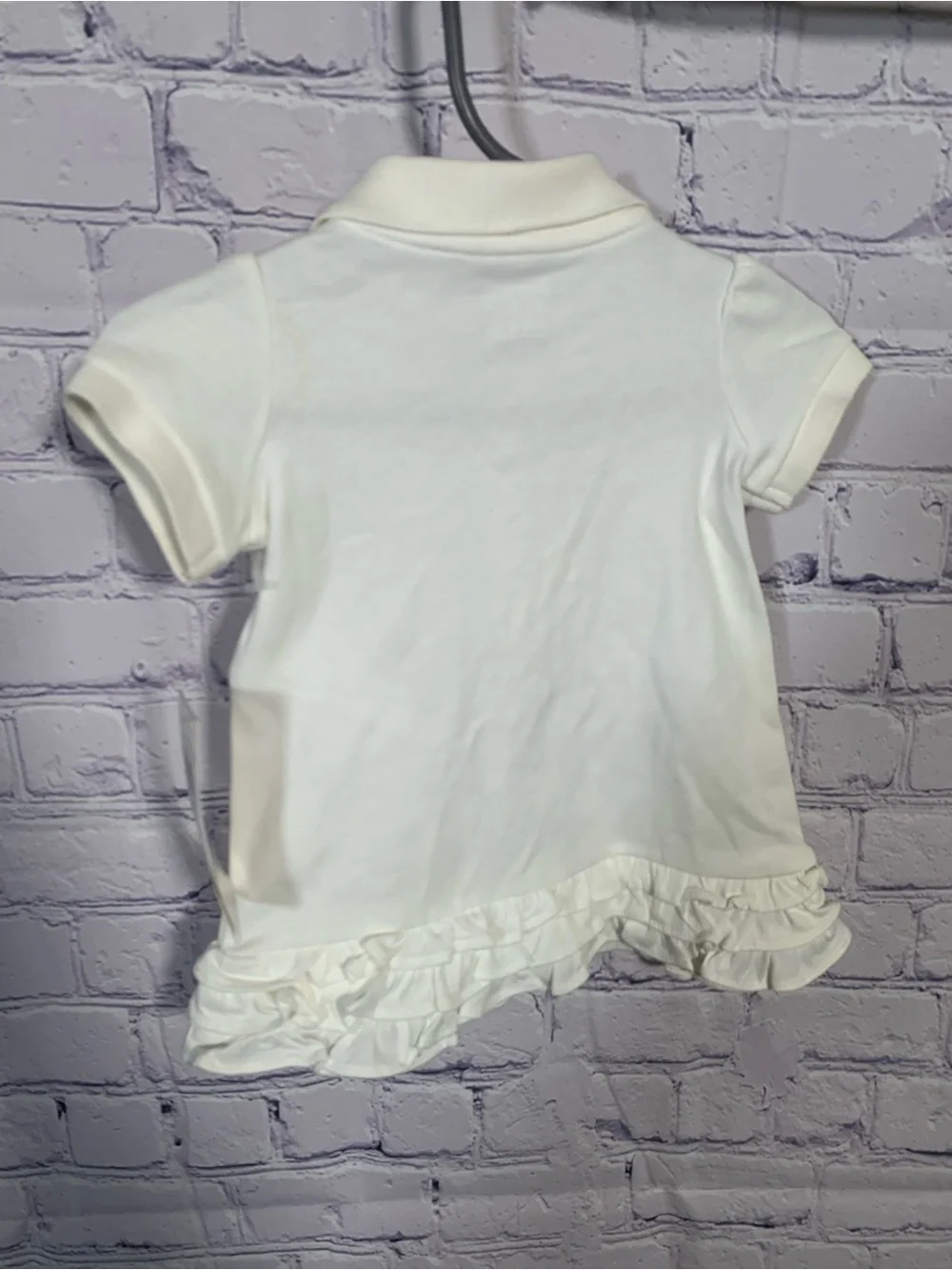 Ralph Lauren Core Replin Ruffle Polo Dress White Embroidered Logo Sz 3M NWT